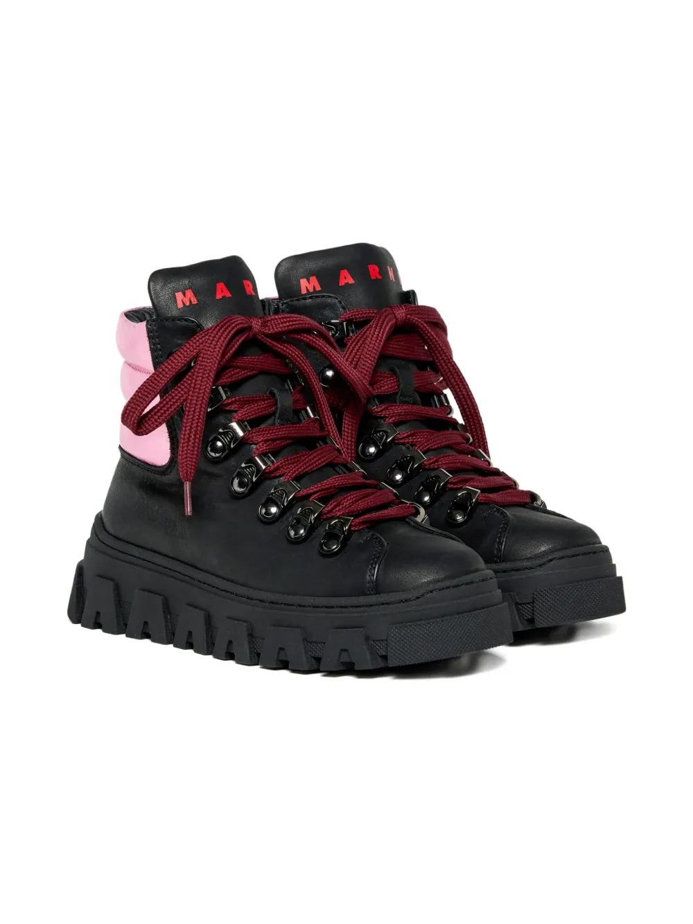 Marni Kids padded-collar lace-up boots Black