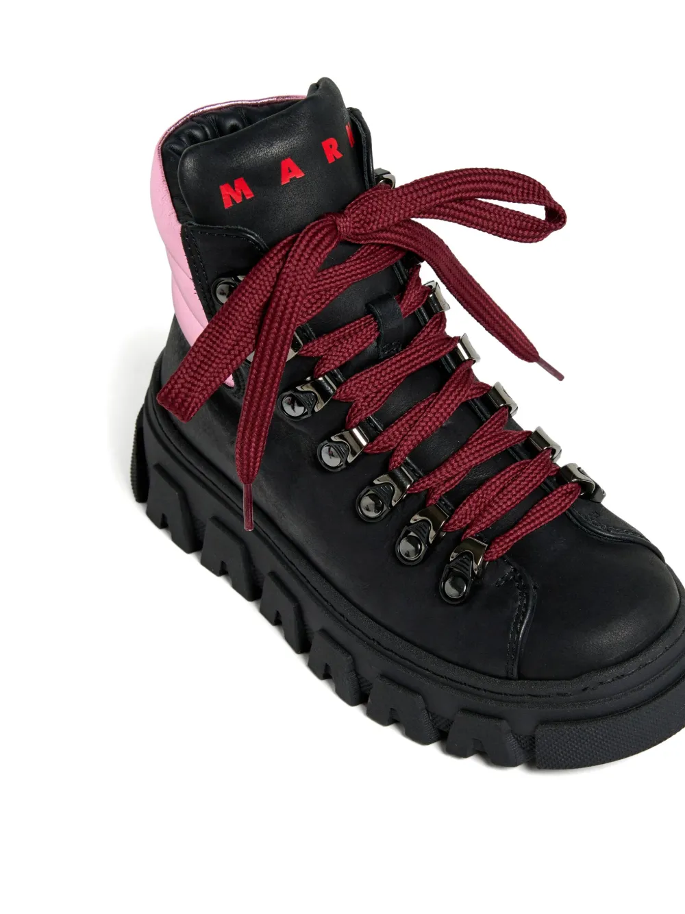 Marni Kids padded-collar lace-up boots Black