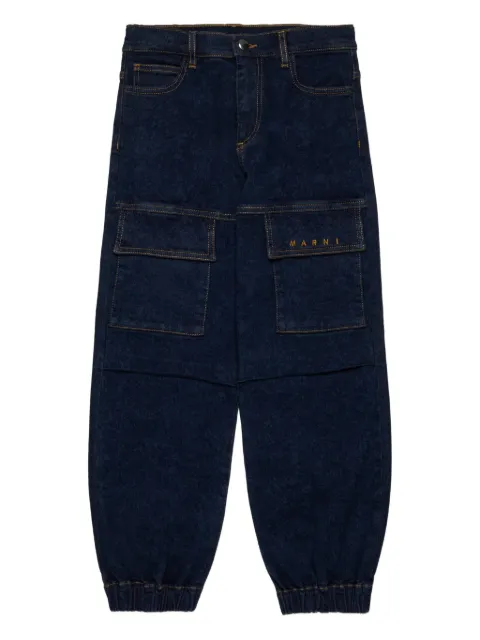 Marni Kids logo-embroidered denim trousers
