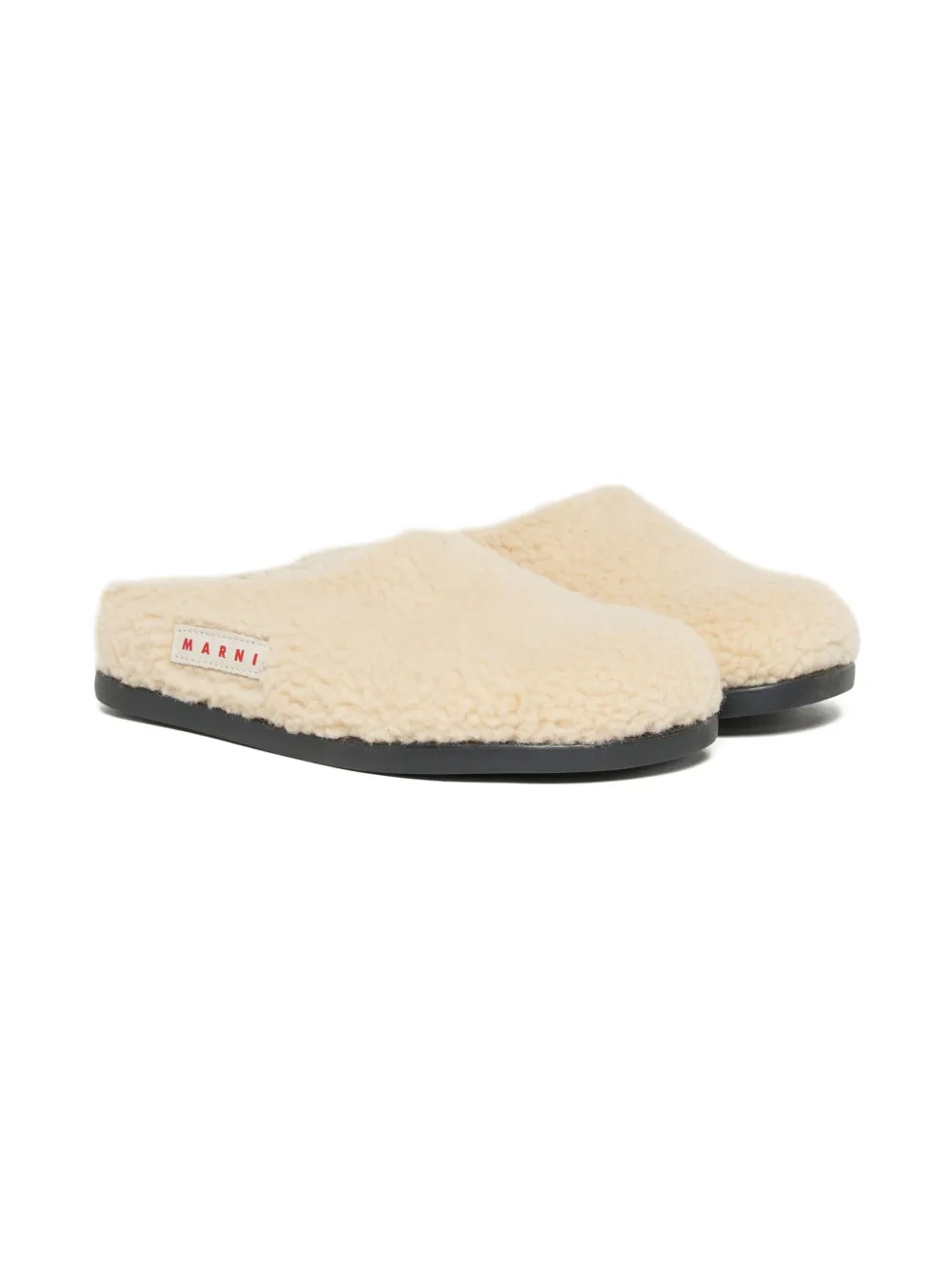 Marni Kids teddy-textured slip-on sandals | Neutrals | Image 1