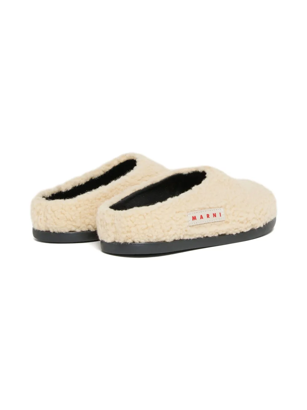 Marni Kids teddy-textured slip-on sandals Beige
