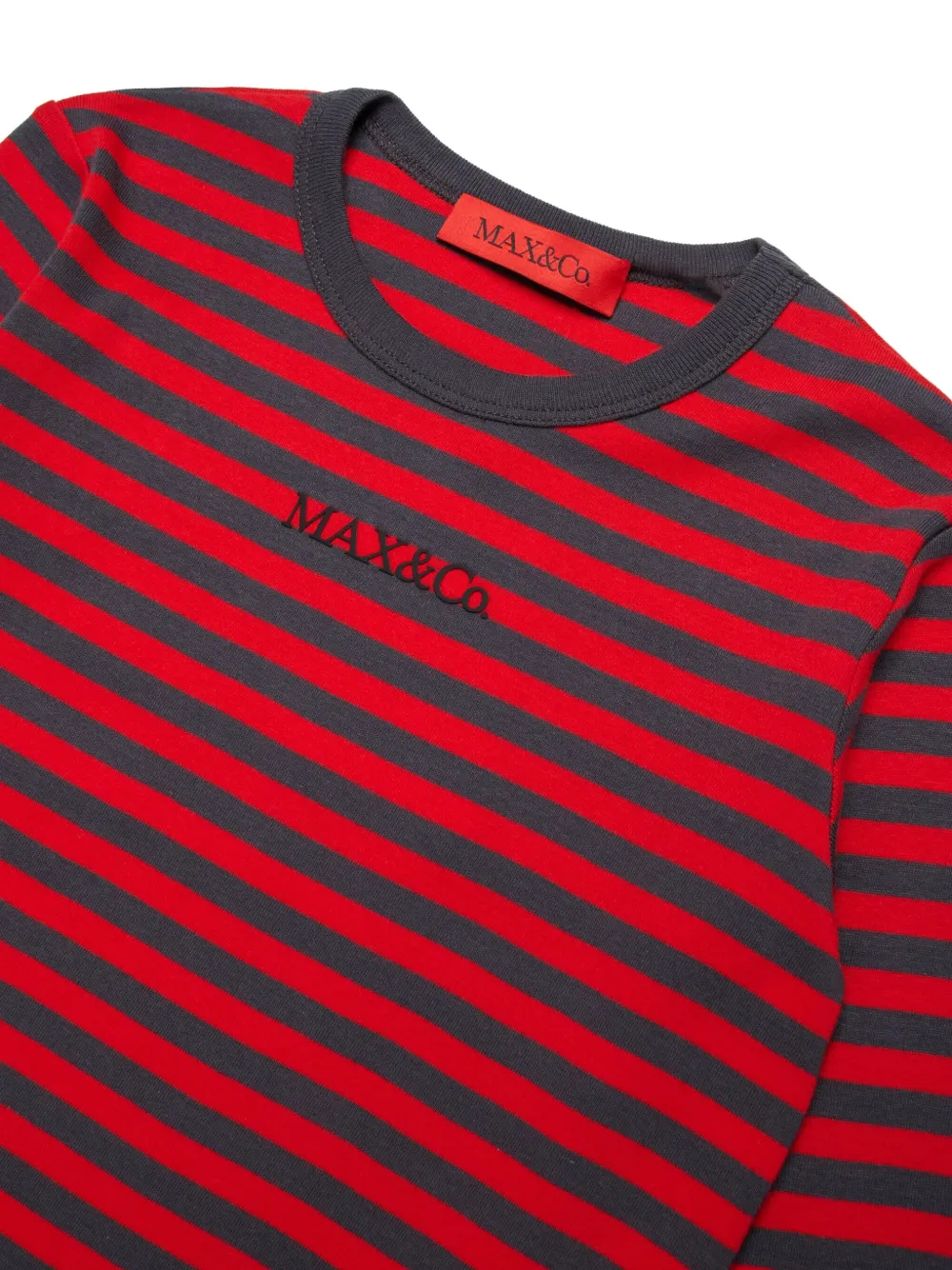 Max & Co Logo-print Striped T-shirt In Red