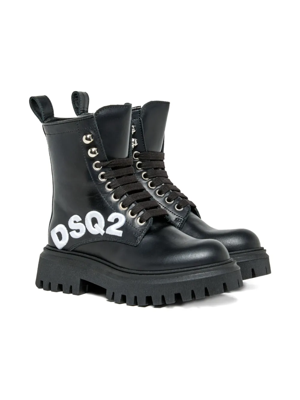 DSQUARED2 KIDS lace-up platform boots - Nero