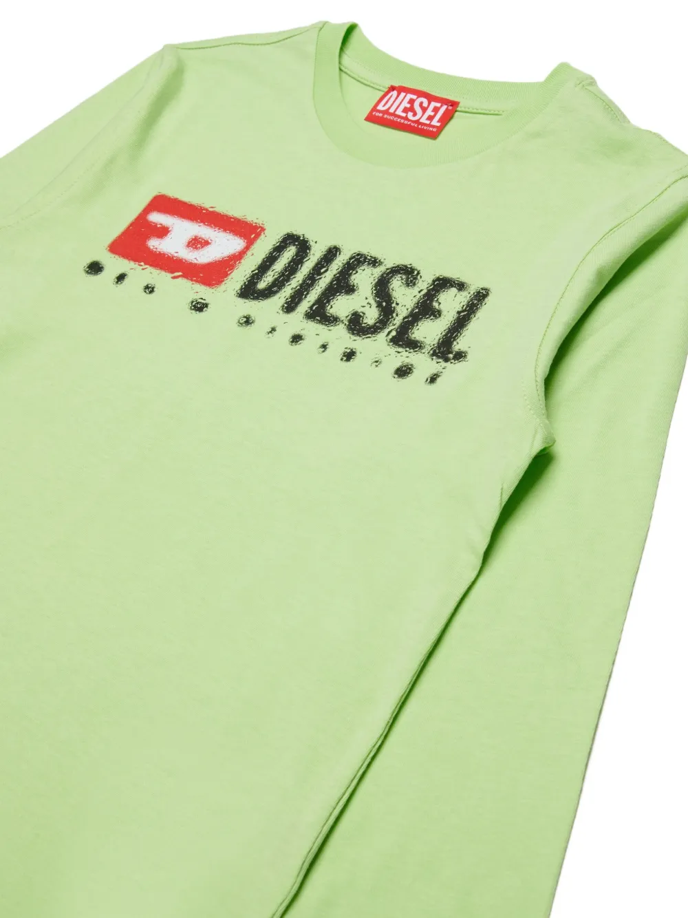 Diesel Kids Tdrops logo-print long-sleeve T-shirt Groen