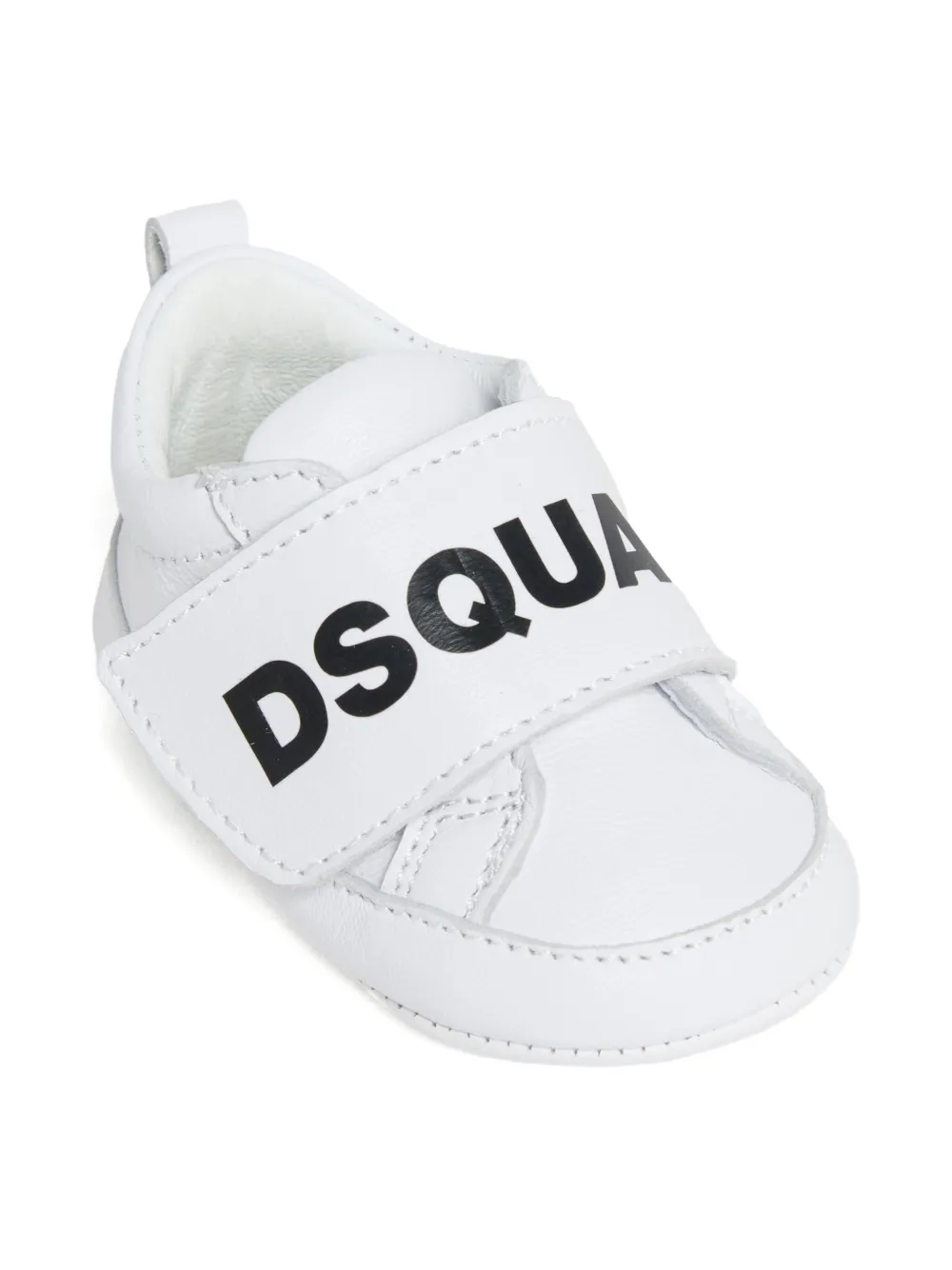 DSQUARED2 KIDS logo-strap leather sneakers White