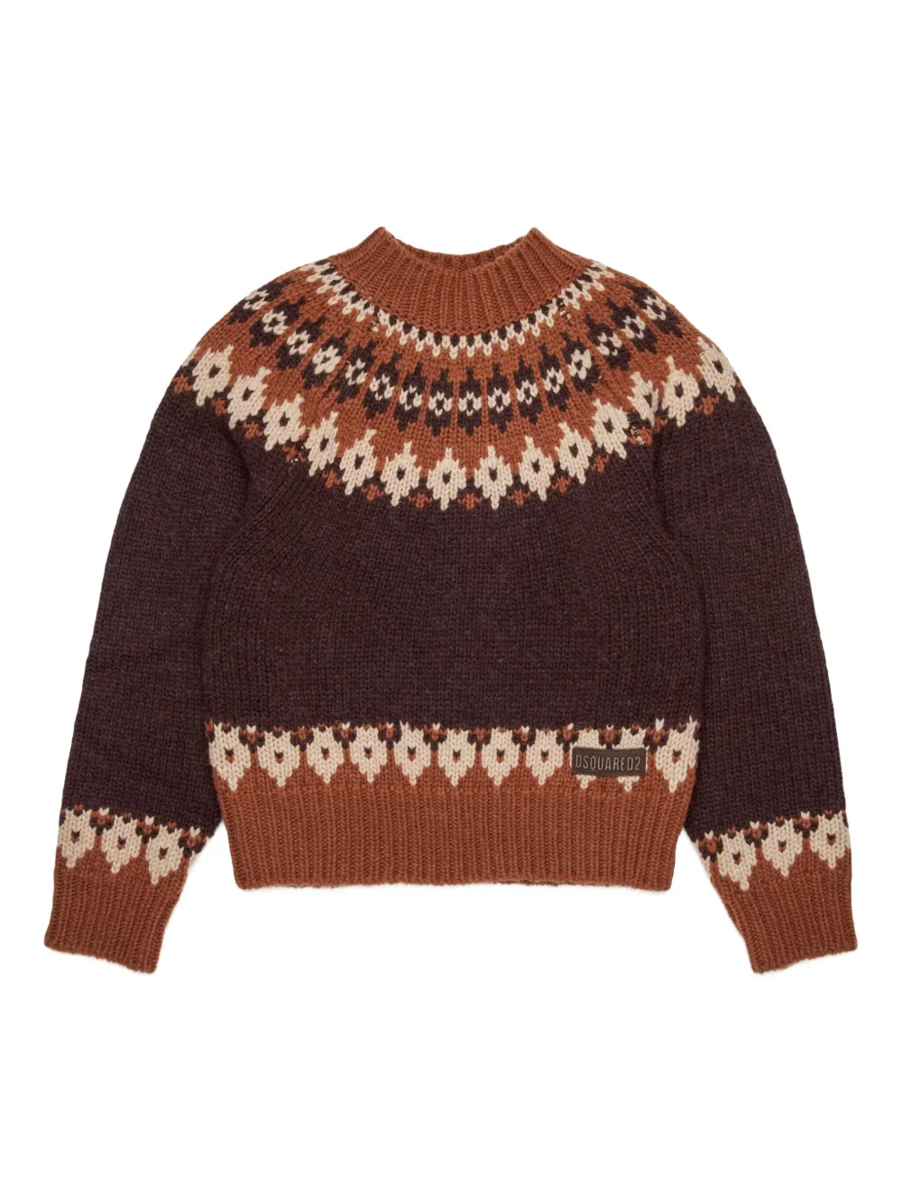 Dsquared2 Kids' Intarsia-knit Jumper In Brown