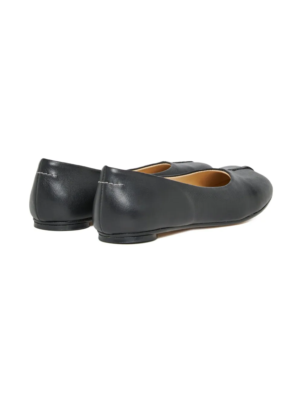 MM6 Maison Margiela Kids calfskin round-toe ballerina shoes Black