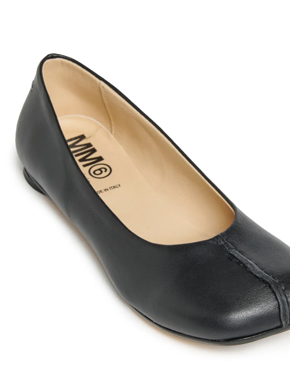 MM6 Maison Margiela Kids calfskin round-toe ballerina shoes Black