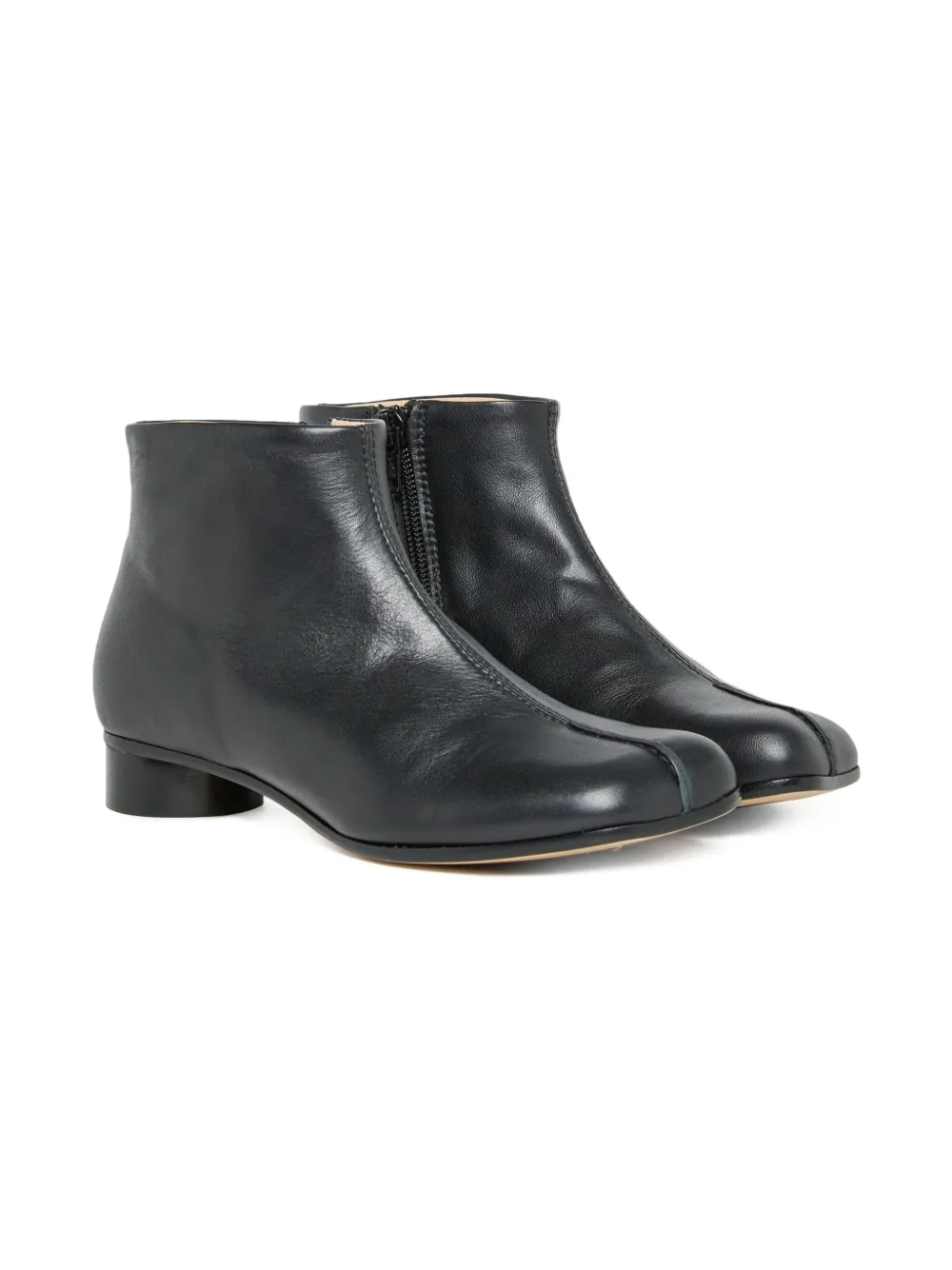 MM6 Maison Margiela Kids zip-detail square-toe leather boots | Teen Ankle Boots | Image 2