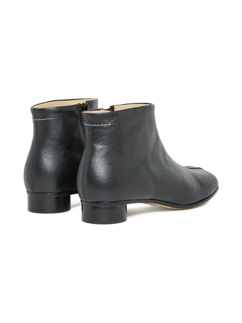 MM6 Maison Margiela Kids zip-detail square-toe leather boots Black