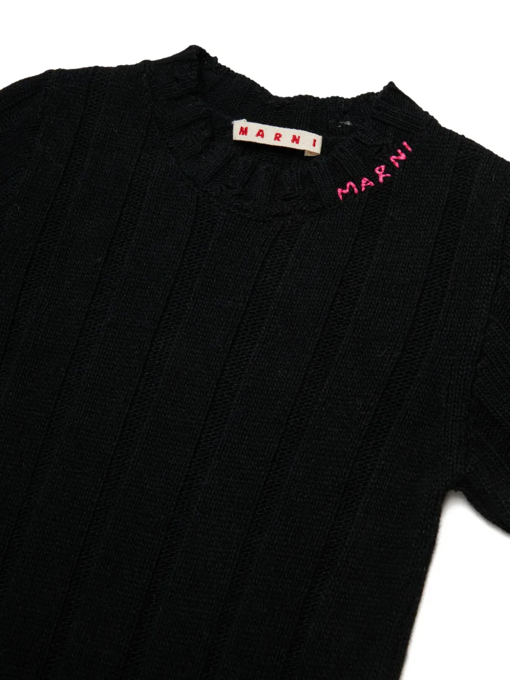 Marni Kids Ribgebreide maxi-jurk Zwart