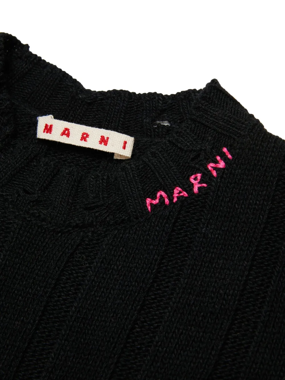 Marni Kids Ribgebreide maxi-jurk Zwart