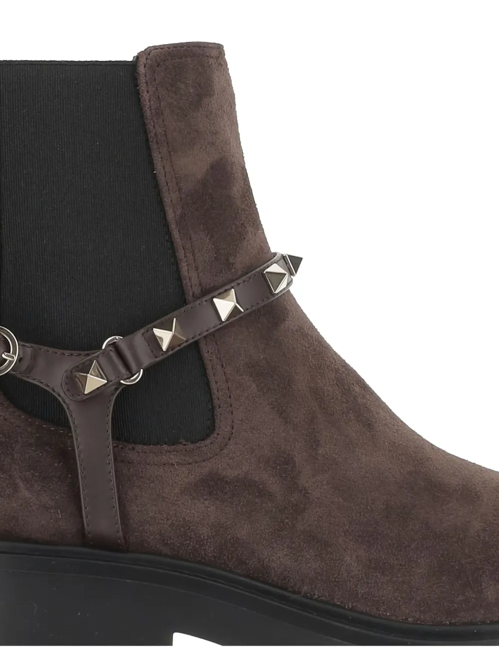 Valentino Beatle Rockstud Suede Chelsea Boots In Brown