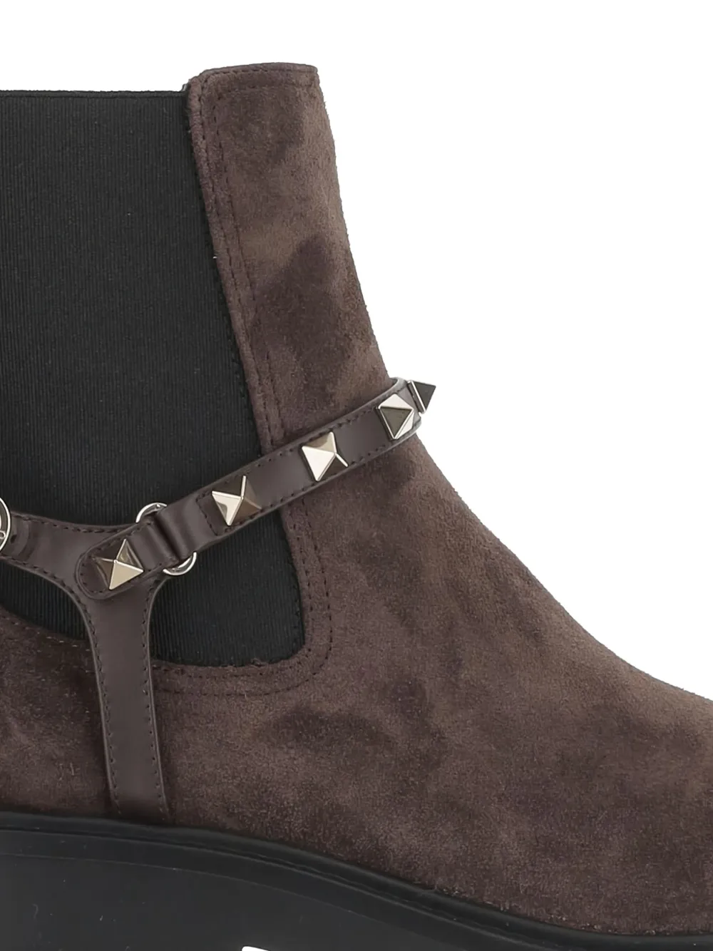 Valentino Garavani studded-ankle Chelsea boots Brown