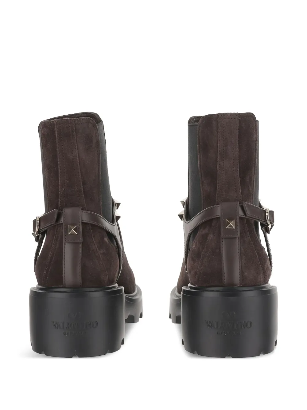 Valentino Garavani studded-ankle Chelsea boots Brown