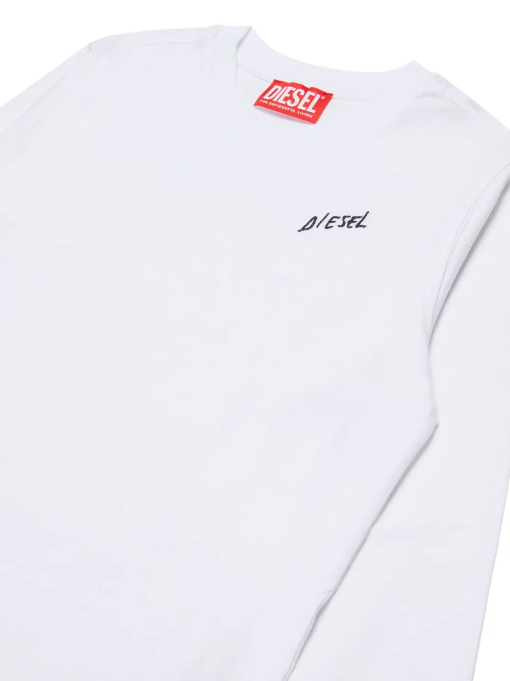 Diesel Kids logo-embroidered long-sleeve T-shirt Wit