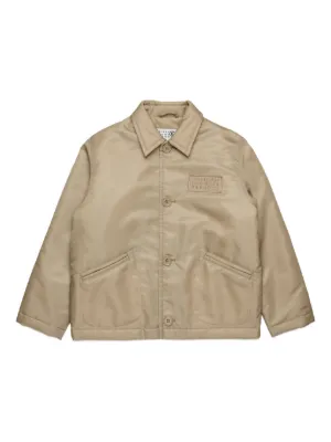 MM6 Maison Margiela Kids logo刺绣斜纹布斗篷| 中性色| FARFETCH CN