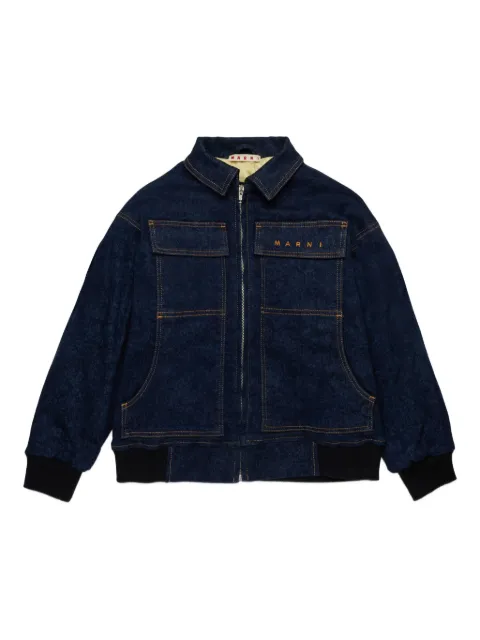 Marni Kids logo-embroidered denim jacket