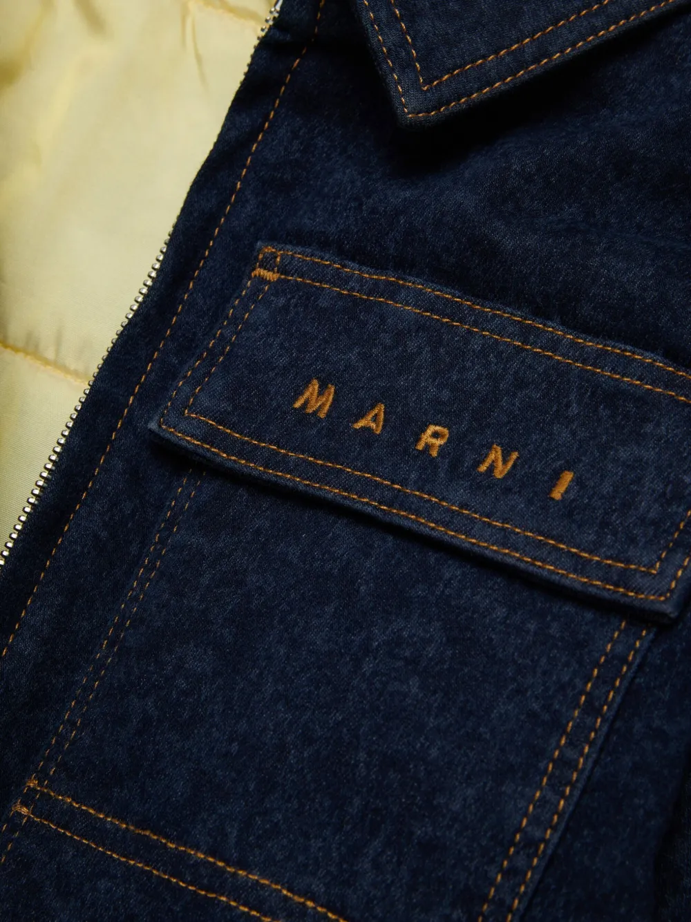 Marni Kids Spijkerjack met geborduurd logo Blauw