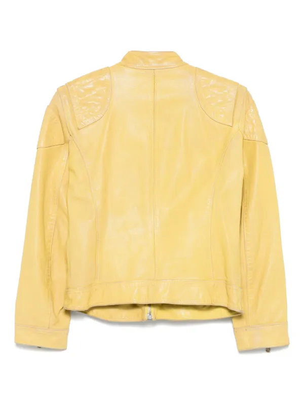Dolce & Gabbana Pre-Owned 2000s Leather Jacket | Yellow | FARFETCH RO