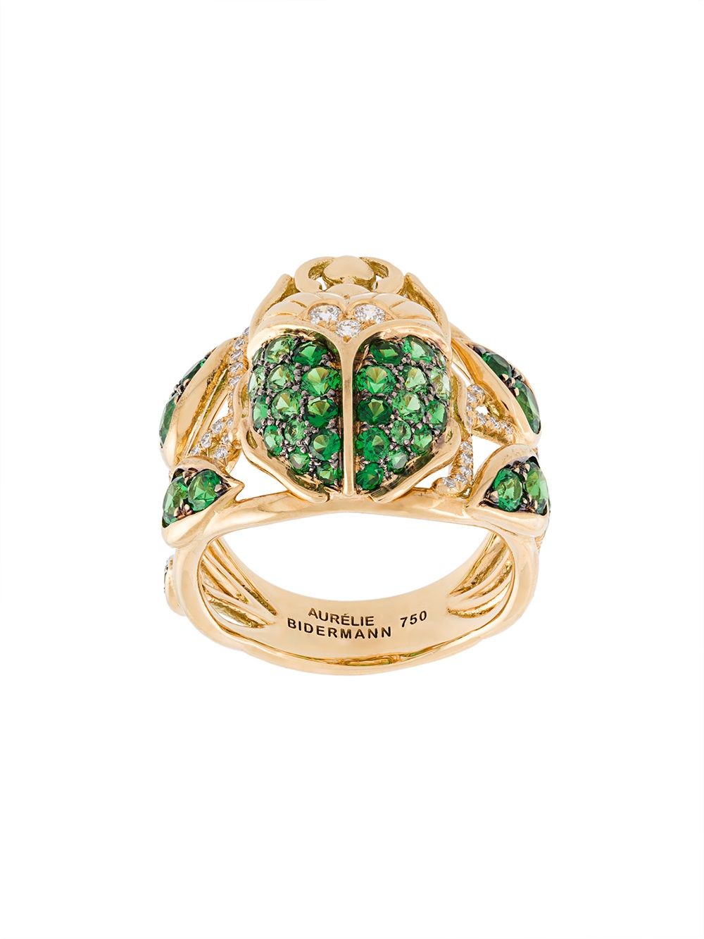 фото Aurelie bidermann кольцо 'scarab' с цаворитами и бриллиантами
