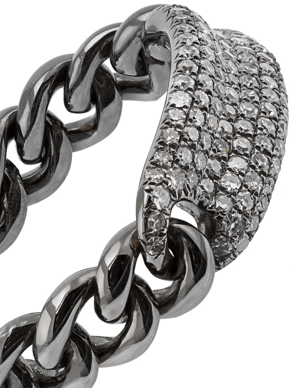 фото Shay metallic silver chain link diamond ring