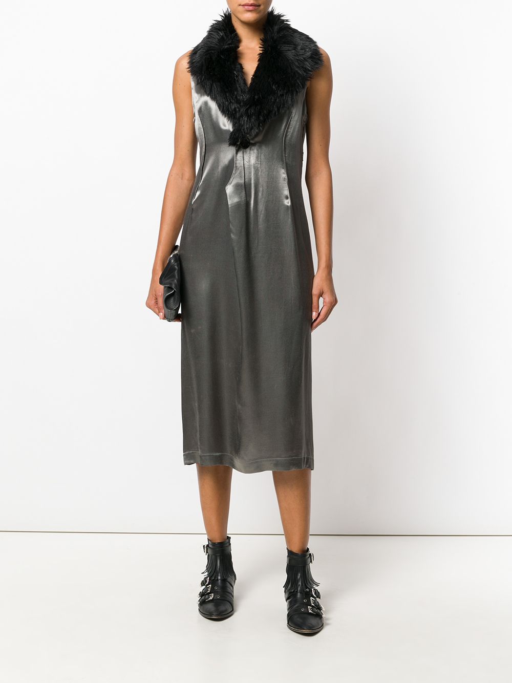 фото Comme des garçons pre-owned платье с воротником из искусственного меха