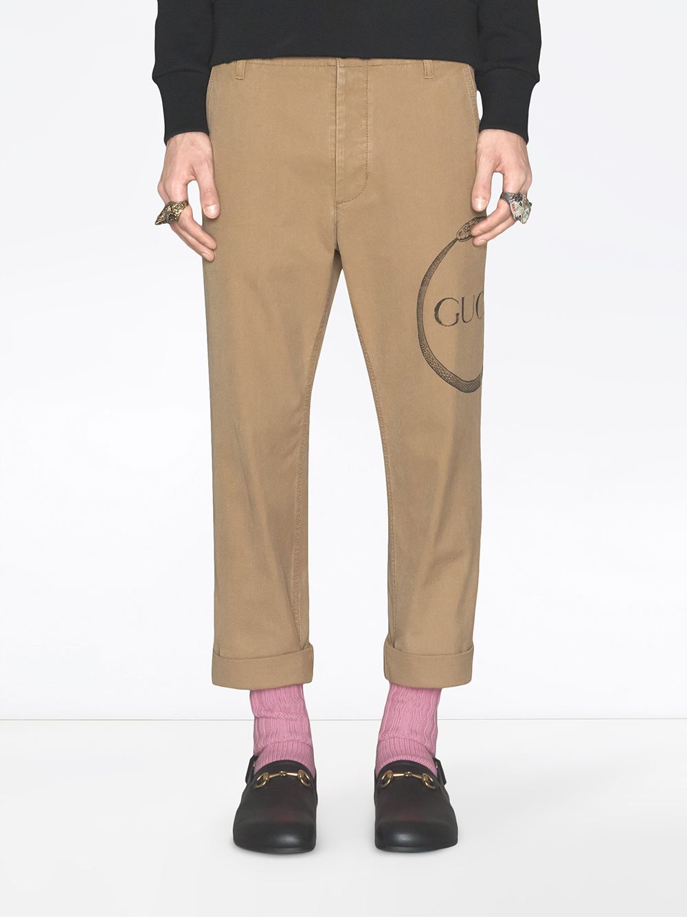 фото Gucci брюки чинос с принтом ouroboros