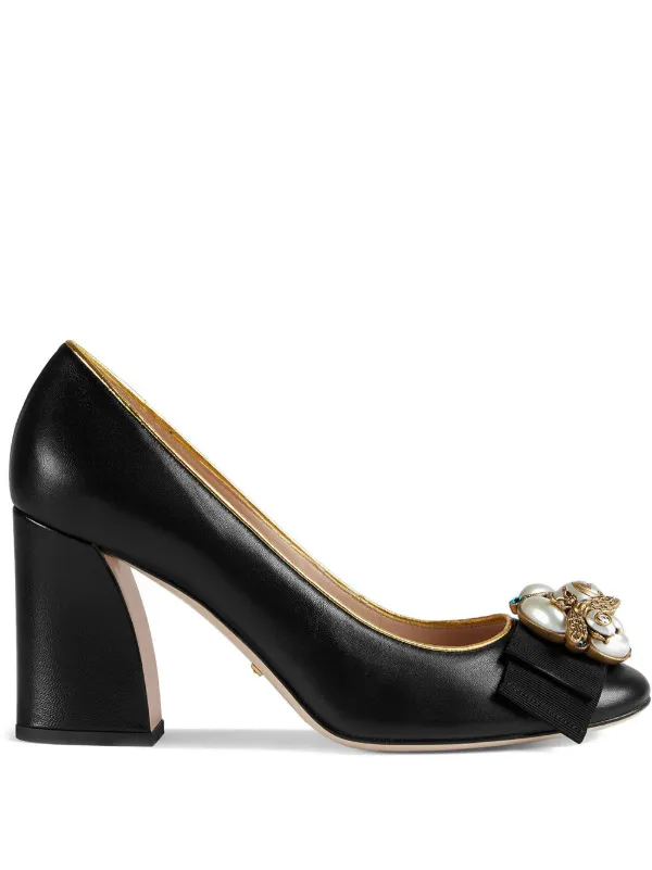Gucci Leather Mid Heel Pump With Bee Farfetch - Gucci Leather Pump With Pearl Bow Gucci Leather Mid Heel Pump With Bee Farfetch - Gucci Leather Pump With Pearl Bow