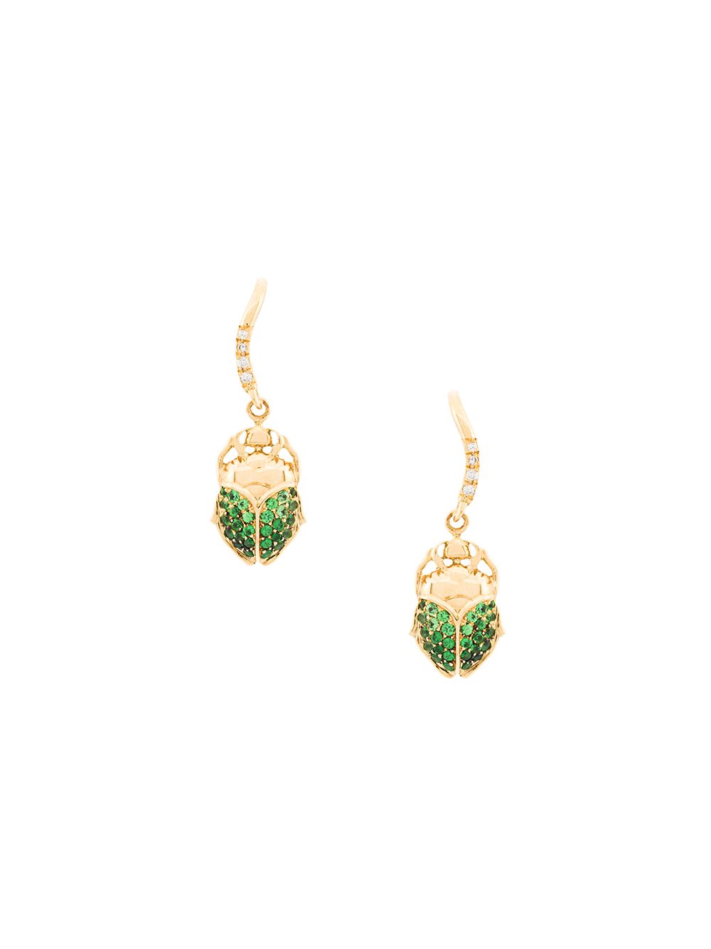 фото Aurelie bidermann 18kt gold mini scarab tsavorite and diamond earrings