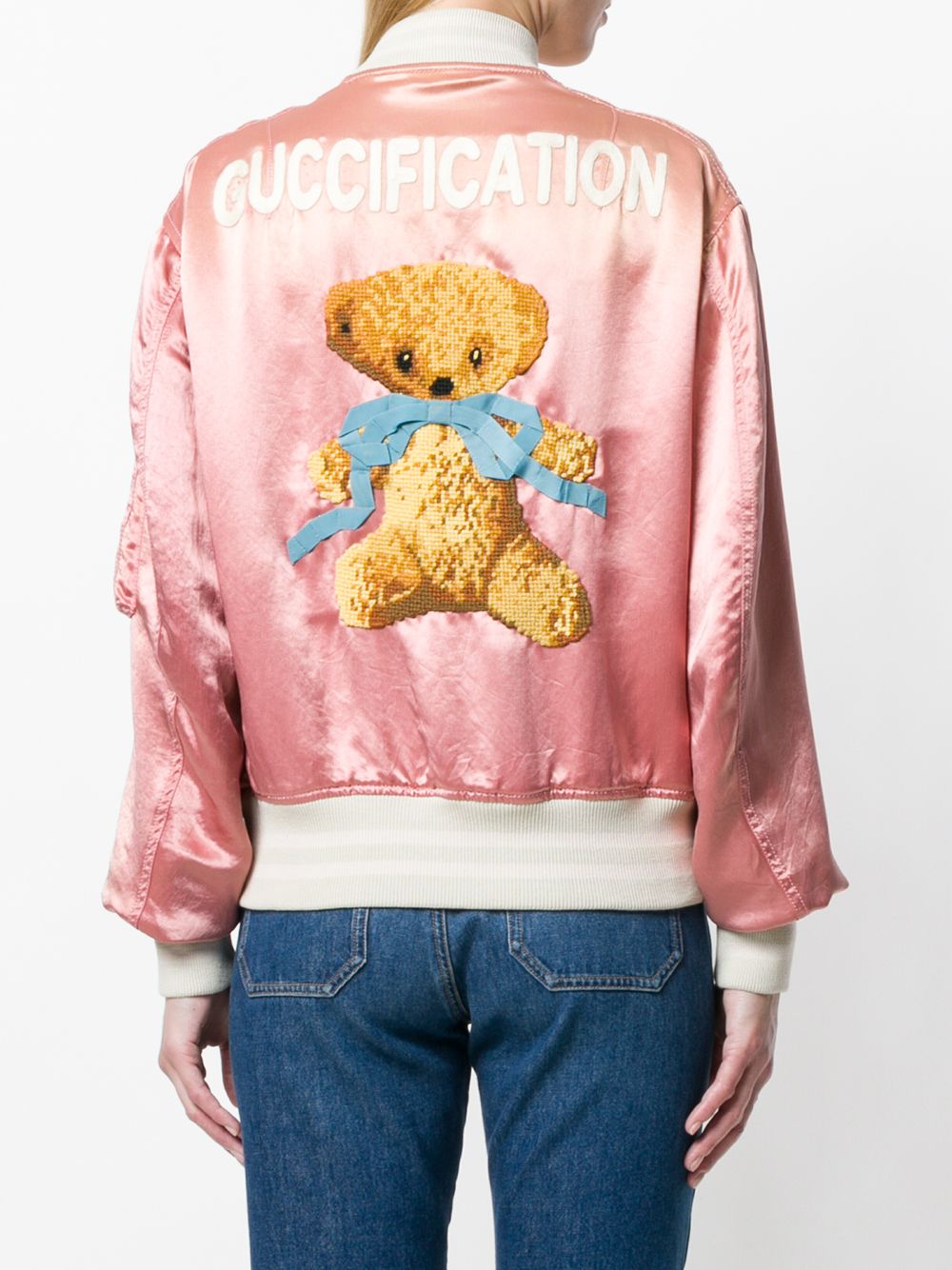фото Gucci куртка-бомбер с цветочной вышивкой
