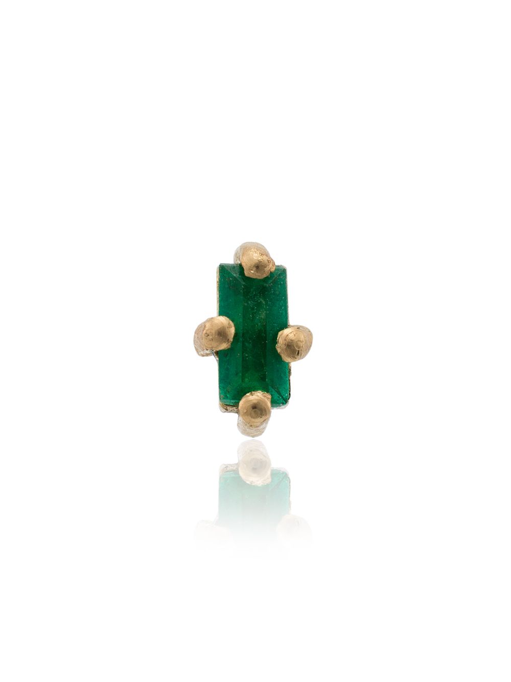 фото Lizzie mandler fine jewelry 18k yellow gold emerald mini stud earring