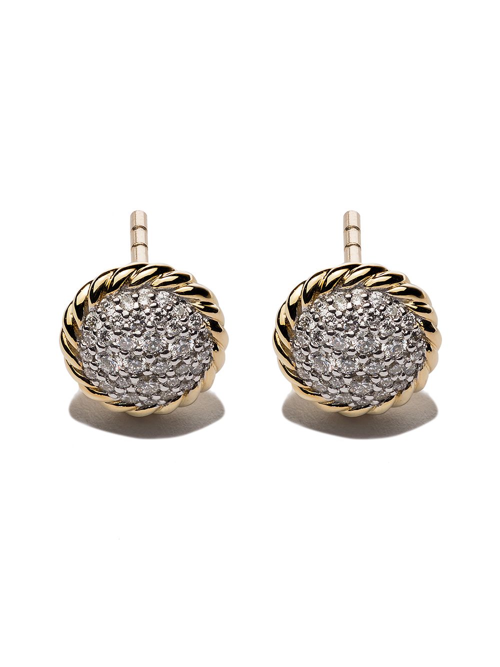 фото David yurman 18kt yellow gold petite pavé diamond stud earrings