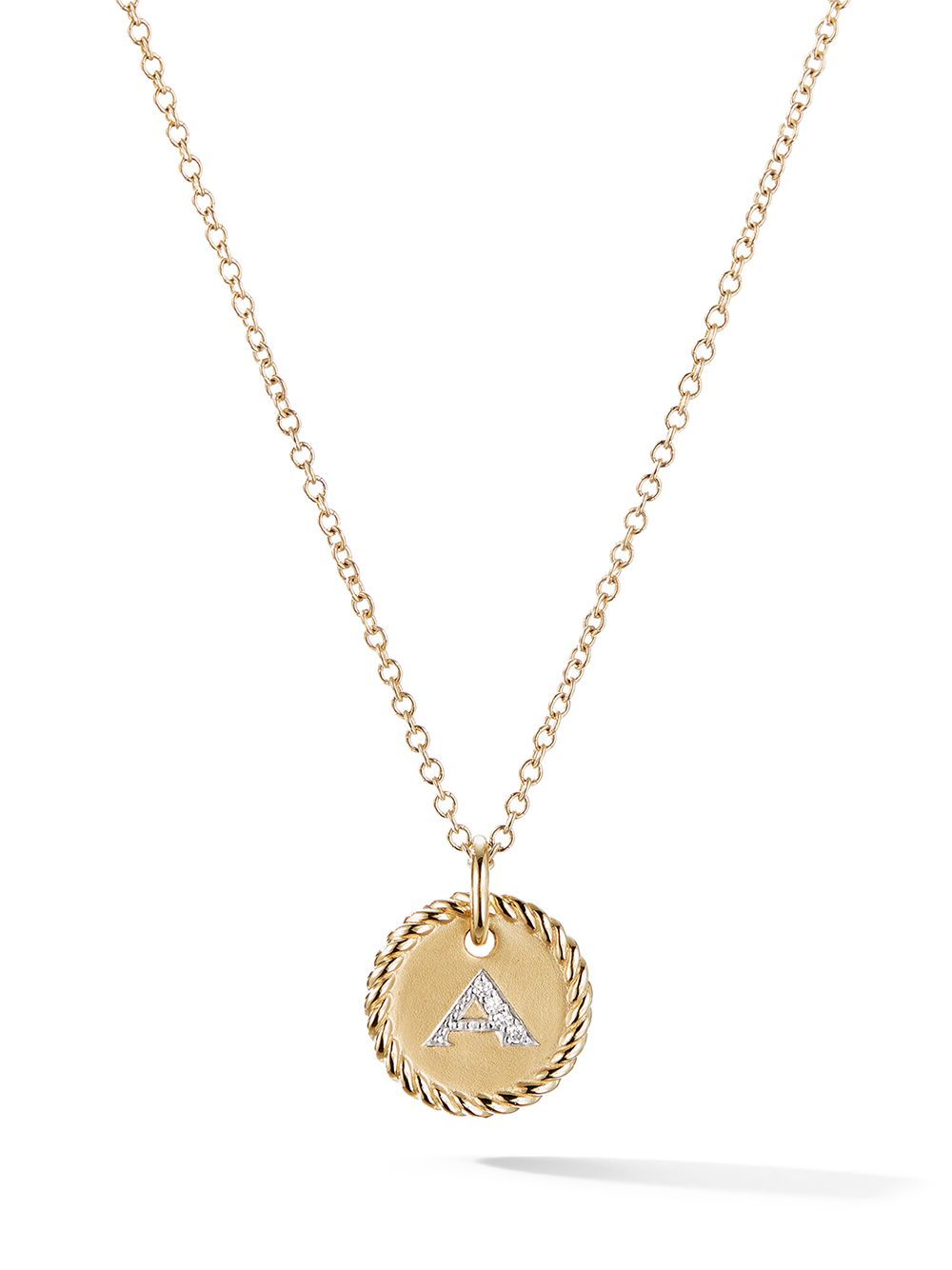 фото David yurman 18kt yellow gold cable collectibles diamond a initial pendant necklace