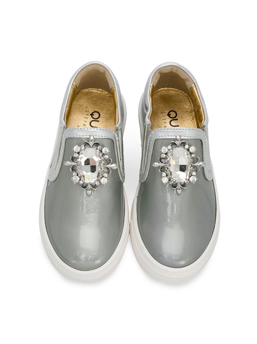 фото Quis quis crystal-embellished slip-on sneakers