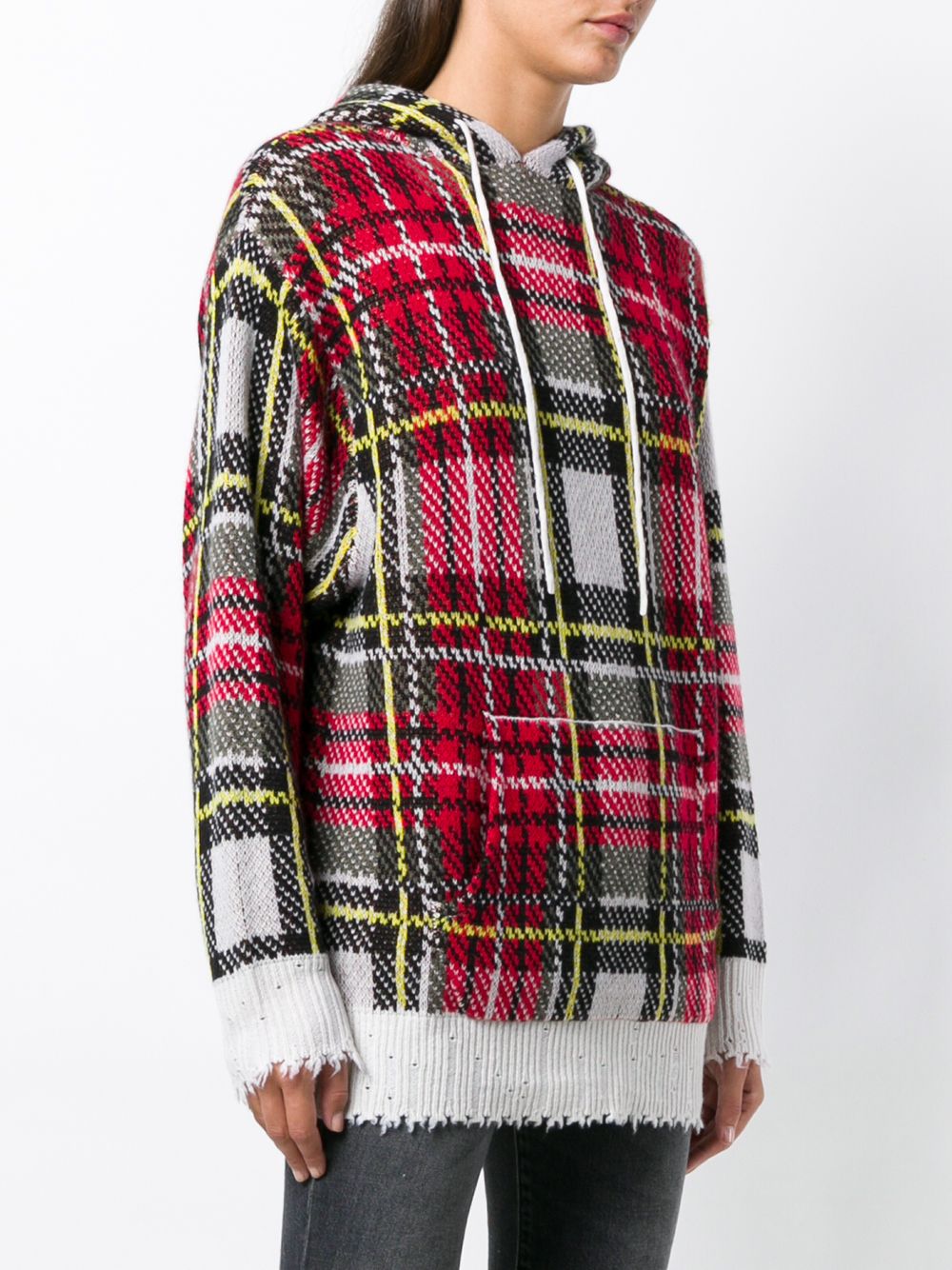 фото R13 клетчатый свитер с капюшоном
