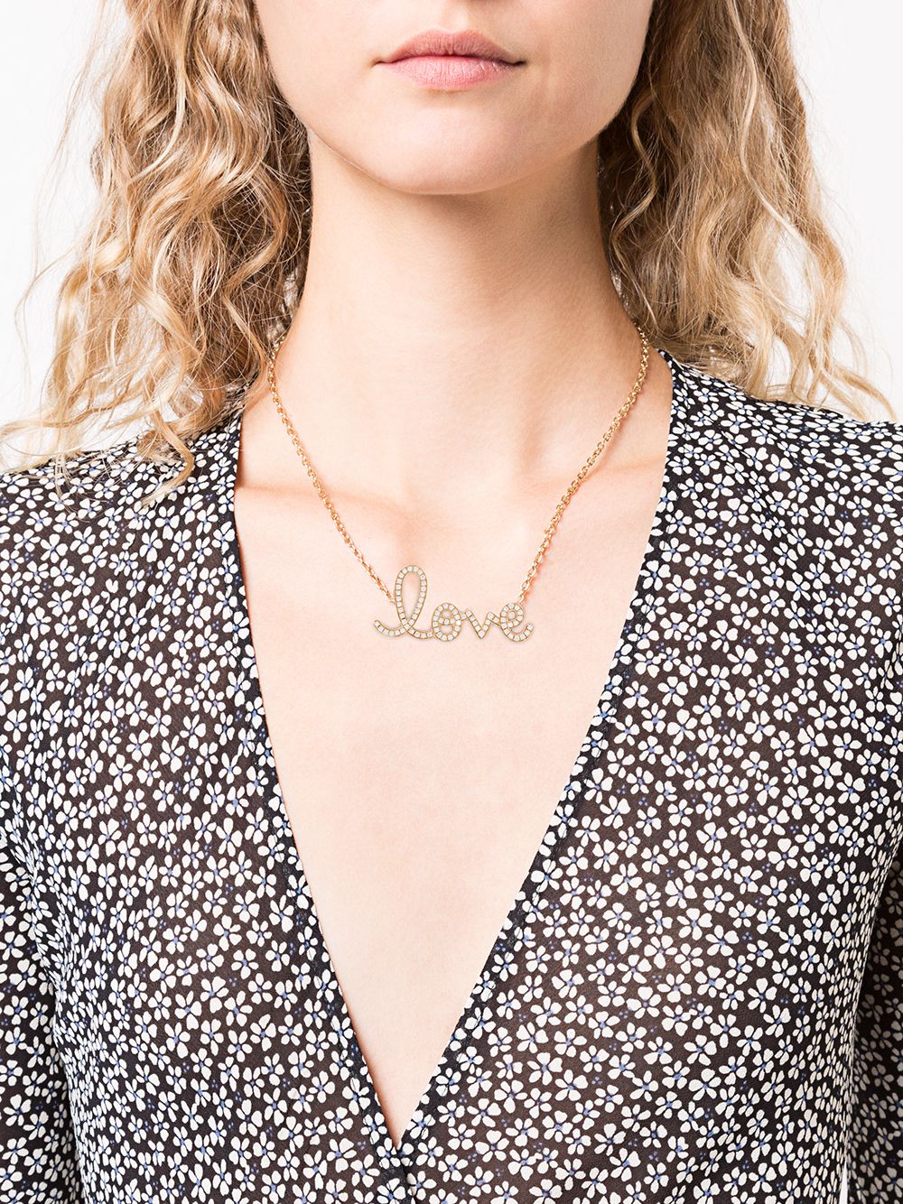 фото Sydney evan large pavé love necklace