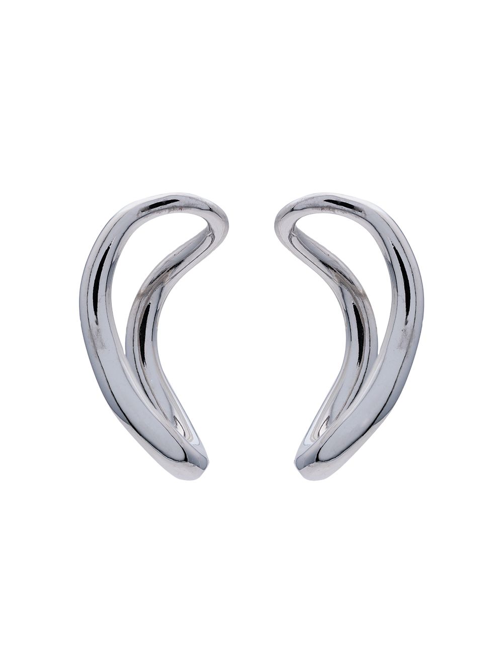 фото Charlotte chesnais metallic silver small slide earrings