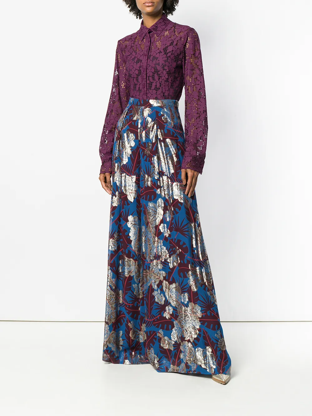 фото Talbot runhof metallic floral wide-leg trousers