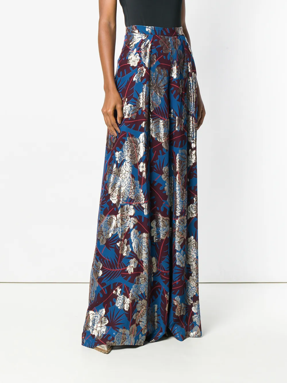 фото Talbot runhof metallic floral wide-leg trousers