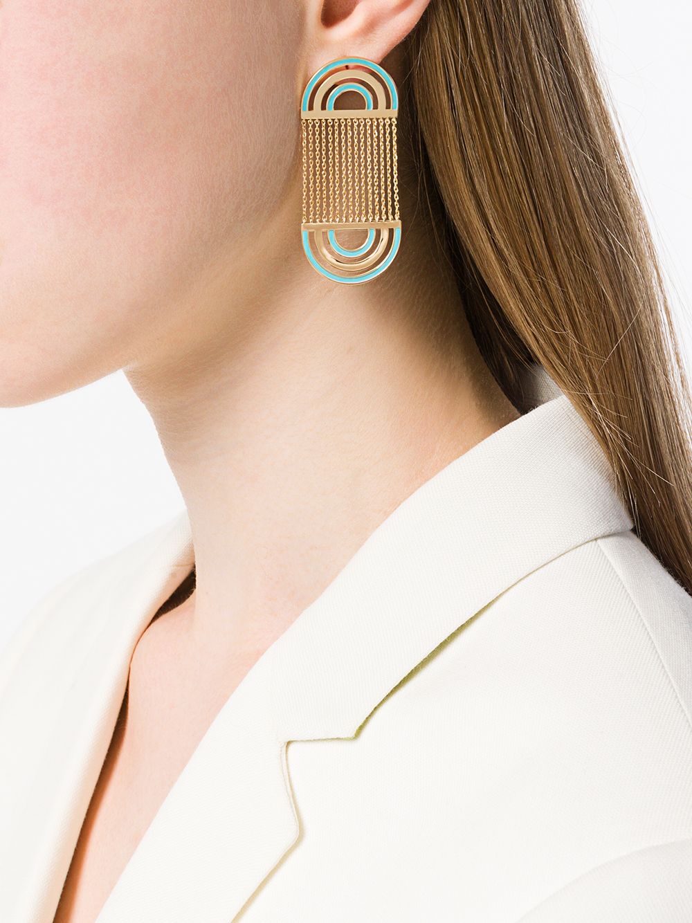 фото Nevernot farfetch exclusive 18kt yellow gold embellished drop earrings