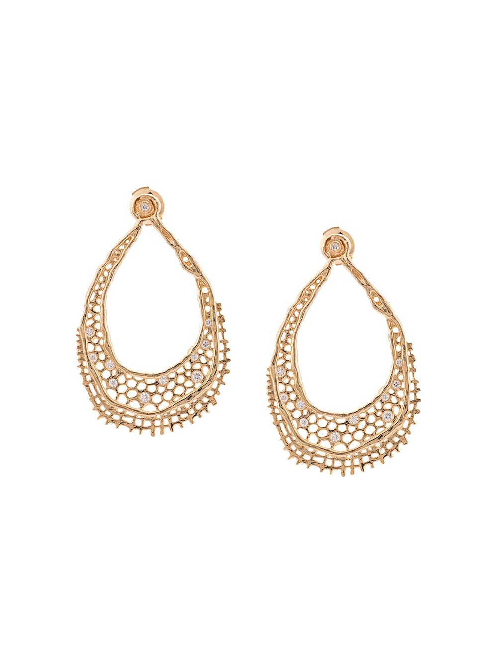 фото Aurelie bidermann 18kt yellow gold & diamond lace earrings