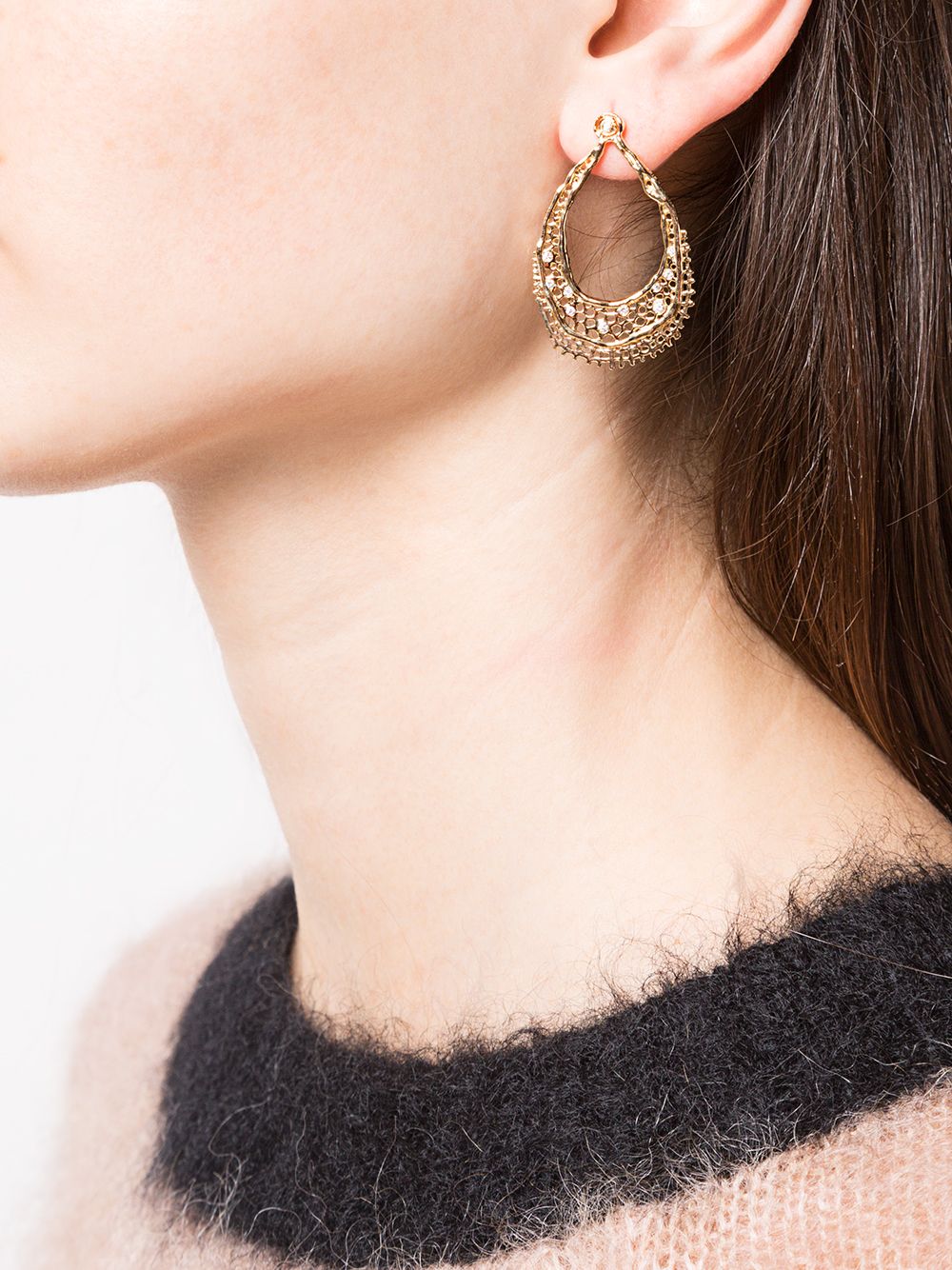 фото Aurelie bidermann 18kt yellow gold & diamond lace earrings