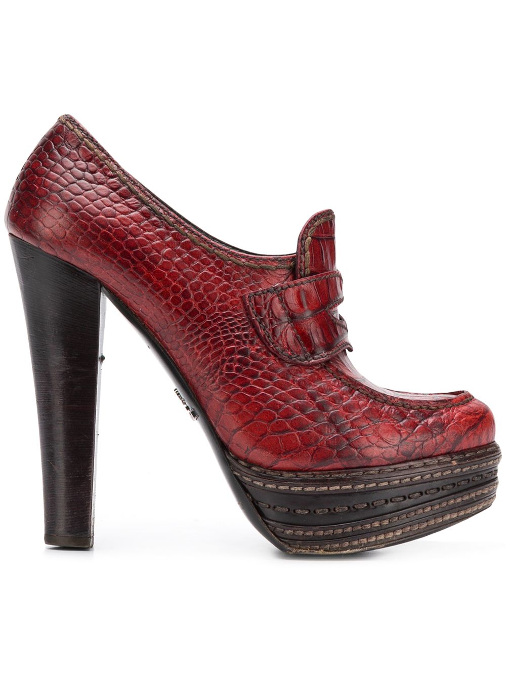 фото Prada pre-owned туфли с эффектом крокодиловой кожи