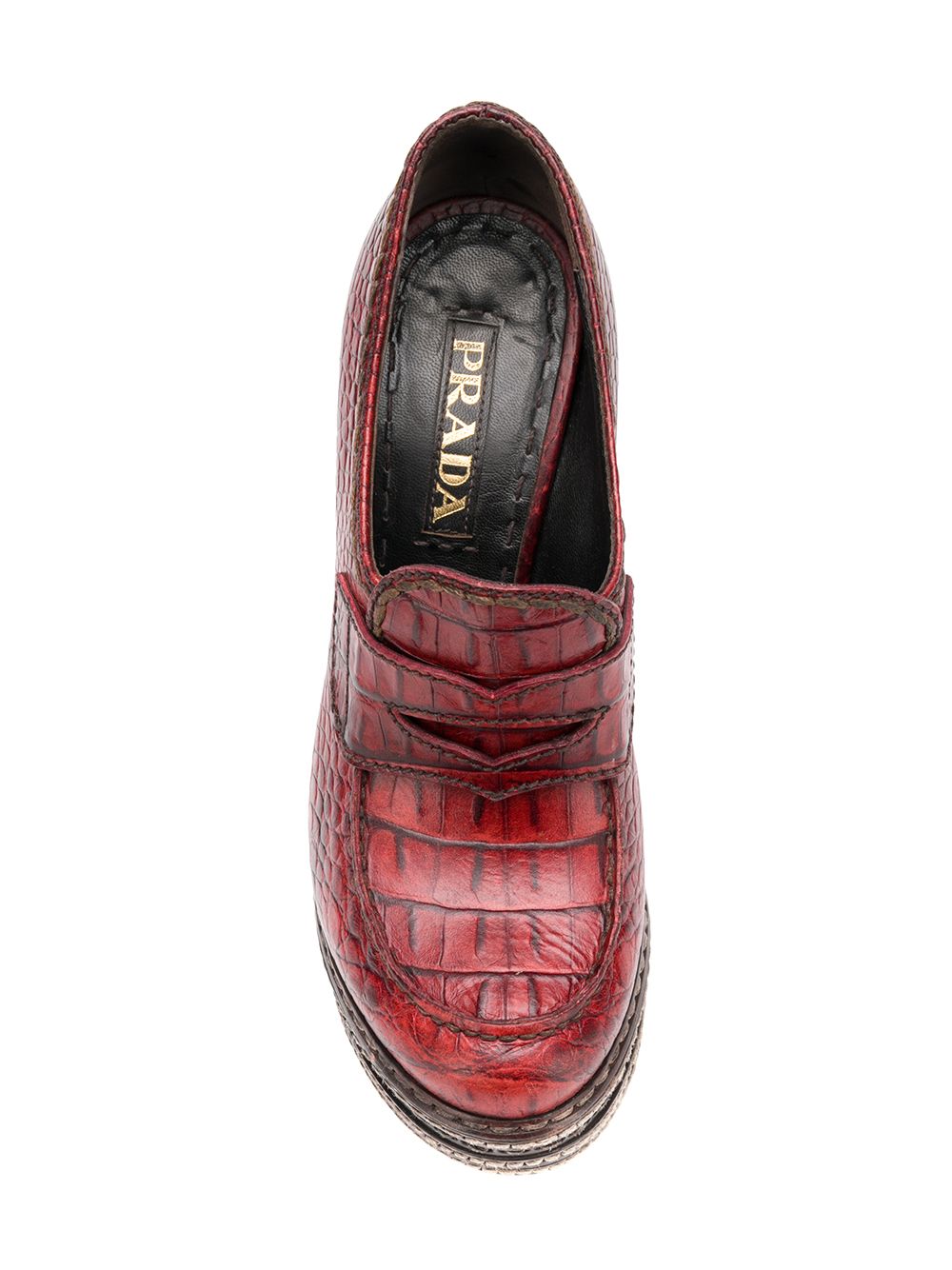 фото Prada pre-owned туфли с эффектом крокодиловой кожи