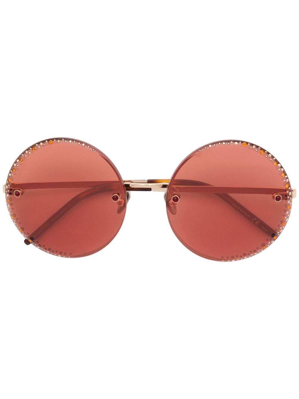 фото Pomellato eyewear круглые солнцезащитные очки с отделкой стразами