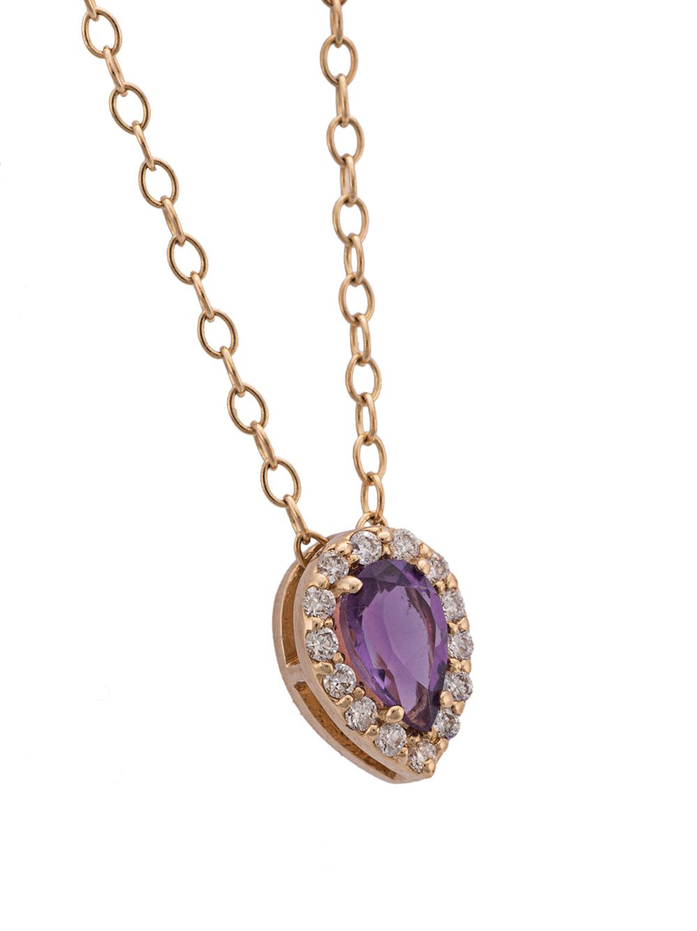 фото Alison lou 14kt yellow gold, amethyst and diamond pendant necklace