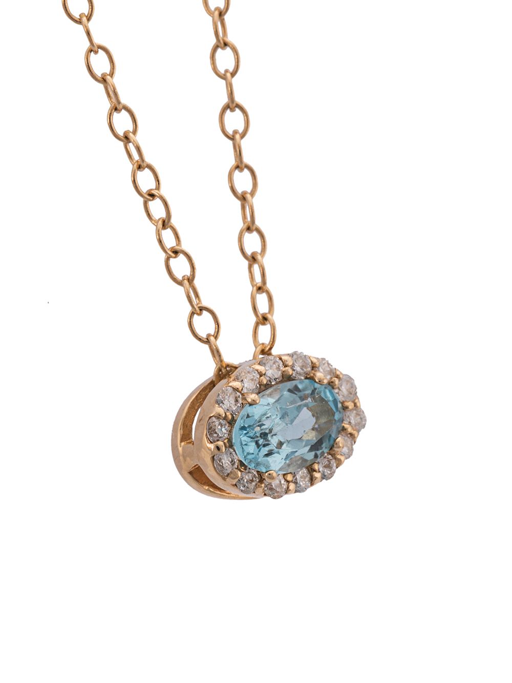 фото Alison lou 14kt yellow gold, blue topaz and diamond pendant necklace