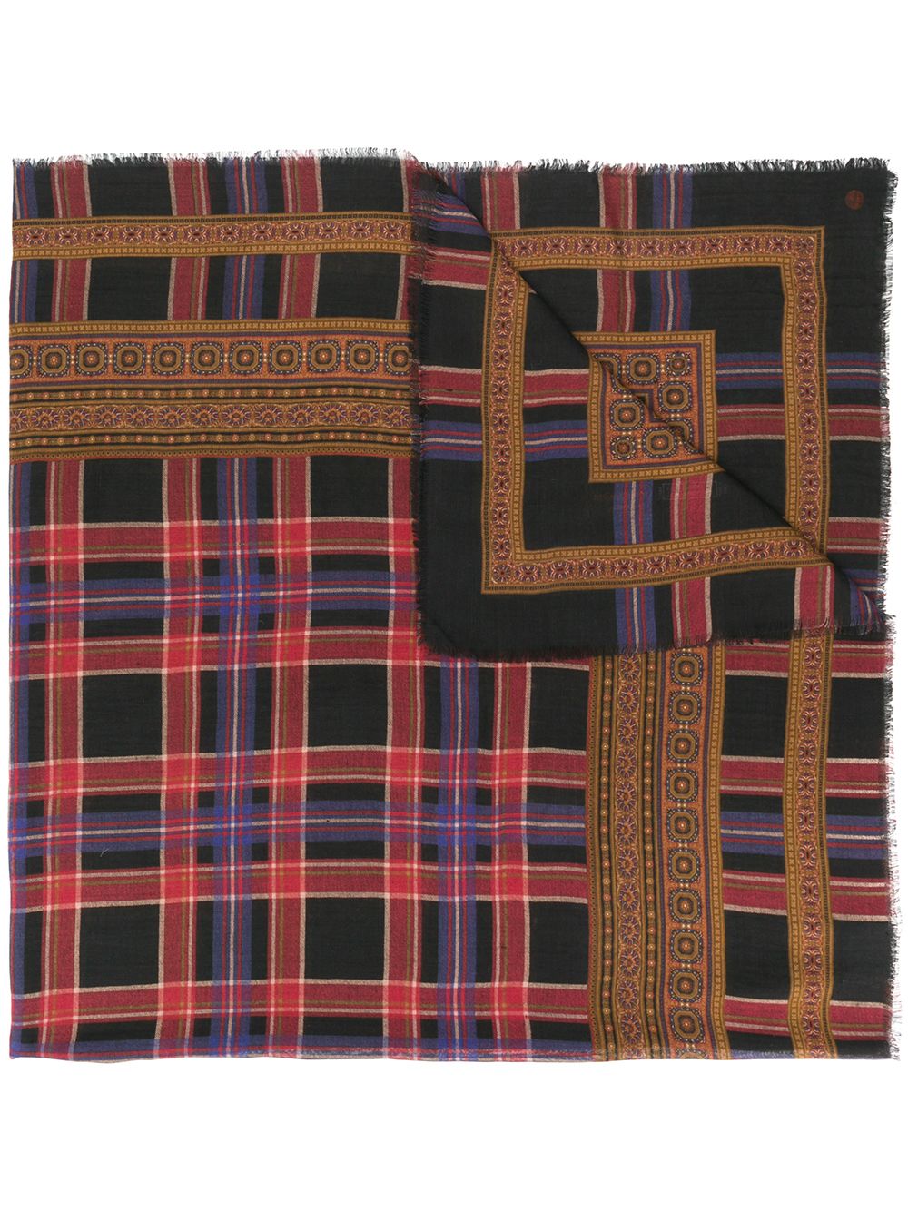 фото Yves saint laurent pre-owned шарф в шотландскую клетку с необработанными краями