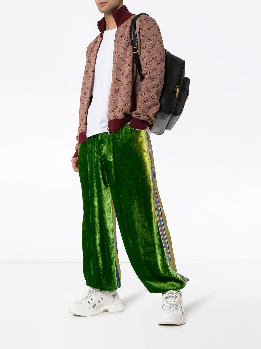 фото Gucci бархатные спортивные брюки с контрастными лампасами